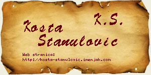 Kosta Stanulović vizit kartica